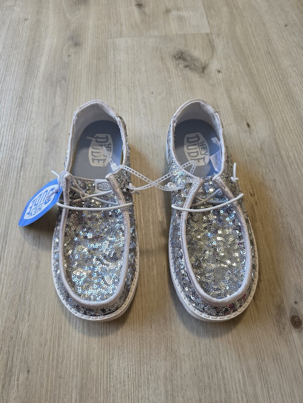 Hey Dude Wendy Silver Sequin Disco Shoes Women's size 6 Disco Shimmer - Picture 2 of 7